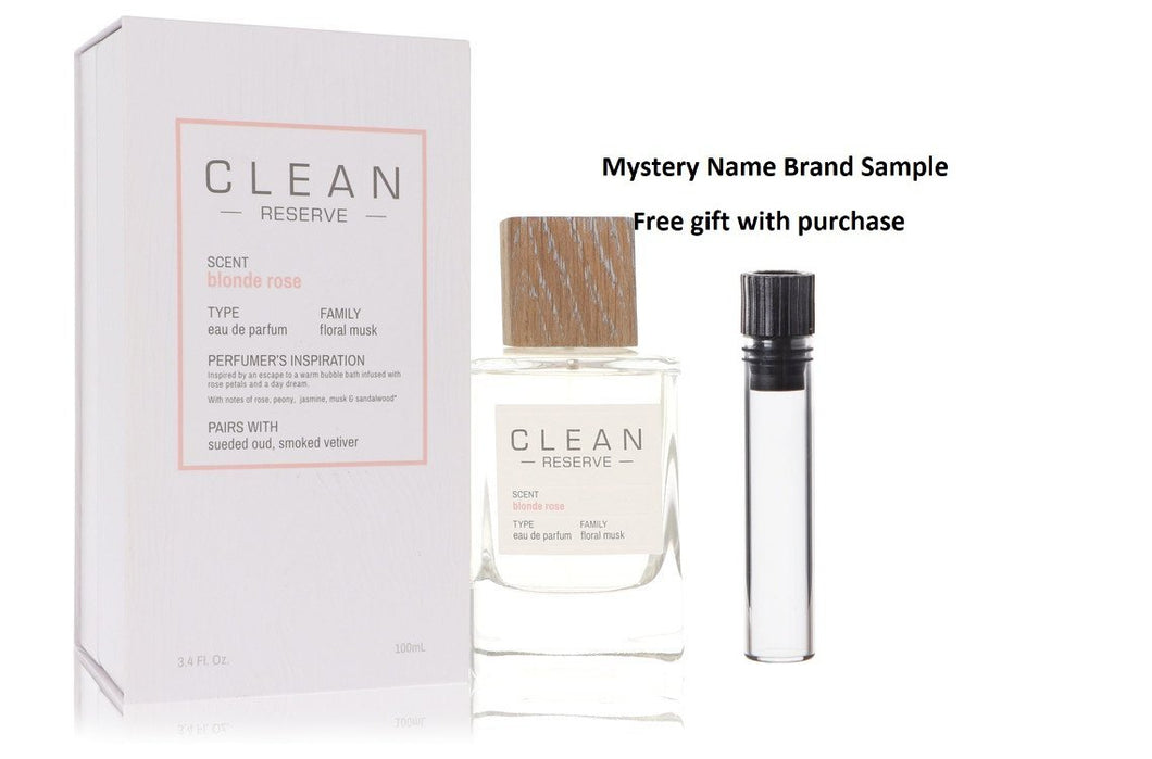 Clean Blonde Rose by Clean Eau De Parfum Spray 3.4 oz And a Mystery Name brand sample vile