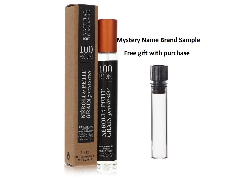 100 Bon Neroli & Petit Grain Printanier by 100 Bon Mini Concentree De Parfum (Unisex Refillable) .5 oz And a Mystery Name brand sample vile