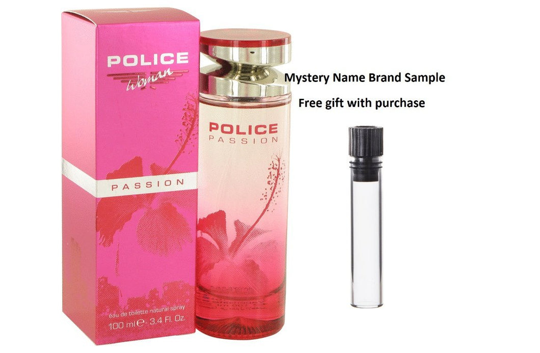Police Passion by Police Colognes Eau De Toilette Spray 3.4 oz And a Mystery Name brand sample vile