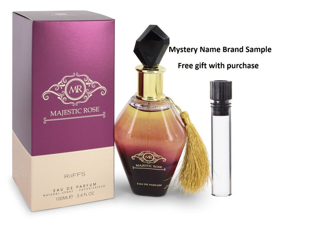 Majestic Rose by Riiffs Eau De Parfum Spray (Unisex) 3.4 oz And a Mystery Name brand sample vile
