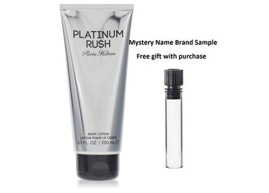 Paris Hilton Platinum Rush by Paris Hilton Body Lotion 6.7 oz And a Mystery Name brand sample vile