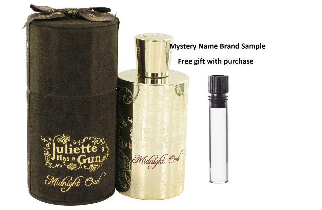 Midnight Oud by Juliette Has a Gun Eau De Parfum Spray 3.4 oz And a Mystery Name brand sample vile