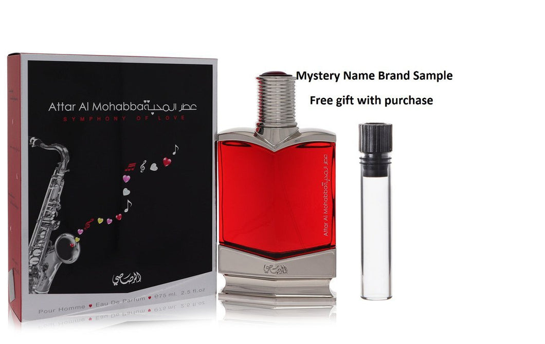 Attar Al Mohabba by Rasasi Eau De Parfum Spray 2.5 oz And a Mystery Name brand sample vile
