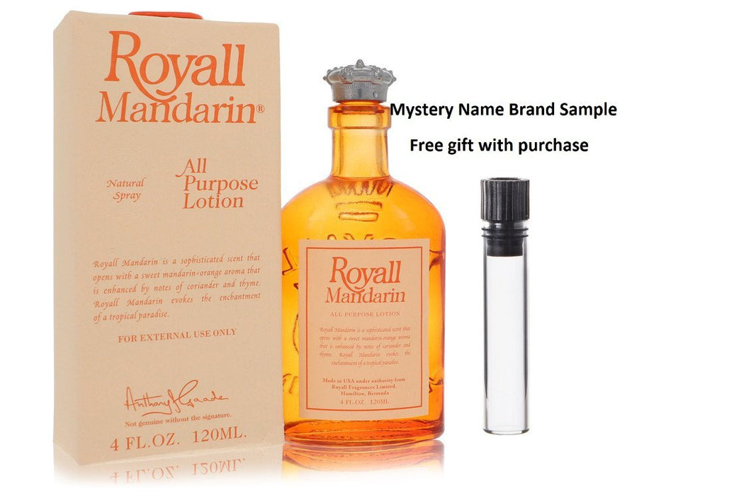 Royall Mandarin by Royall Fragrances All Purpose Lotion / Cologne 4 oz And a Mystery Name brand sample vile