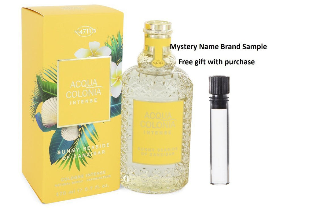 4711 Acqua Colonia Sunny Seaside of Zanzibar by 4711 Eau De Cologne Intense Spray (Unisex) 5.7 oz  And a Mystery Name brand sample vile