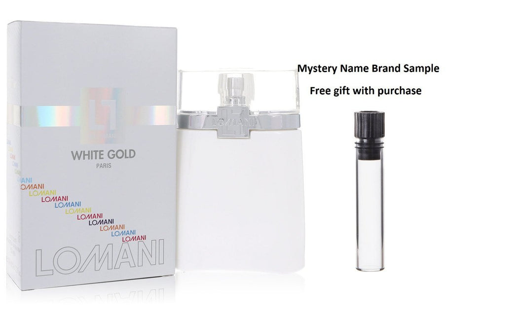 Lomani White Gold by Lomani Eau De Toilette Spray 3.4 oz And a Mystery Name brand sample vile