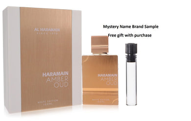 Al Haramain Amber Oud White Edition by Al Haramain Eau De Parfum Spray (Unisex) 3.4 oz And a Mystery Name brand sample vile