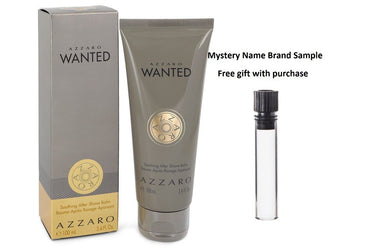 Azzaro Wanted by Azzaro After Shave Balm 3.4 oz  And a Mystery Name brand sample vile