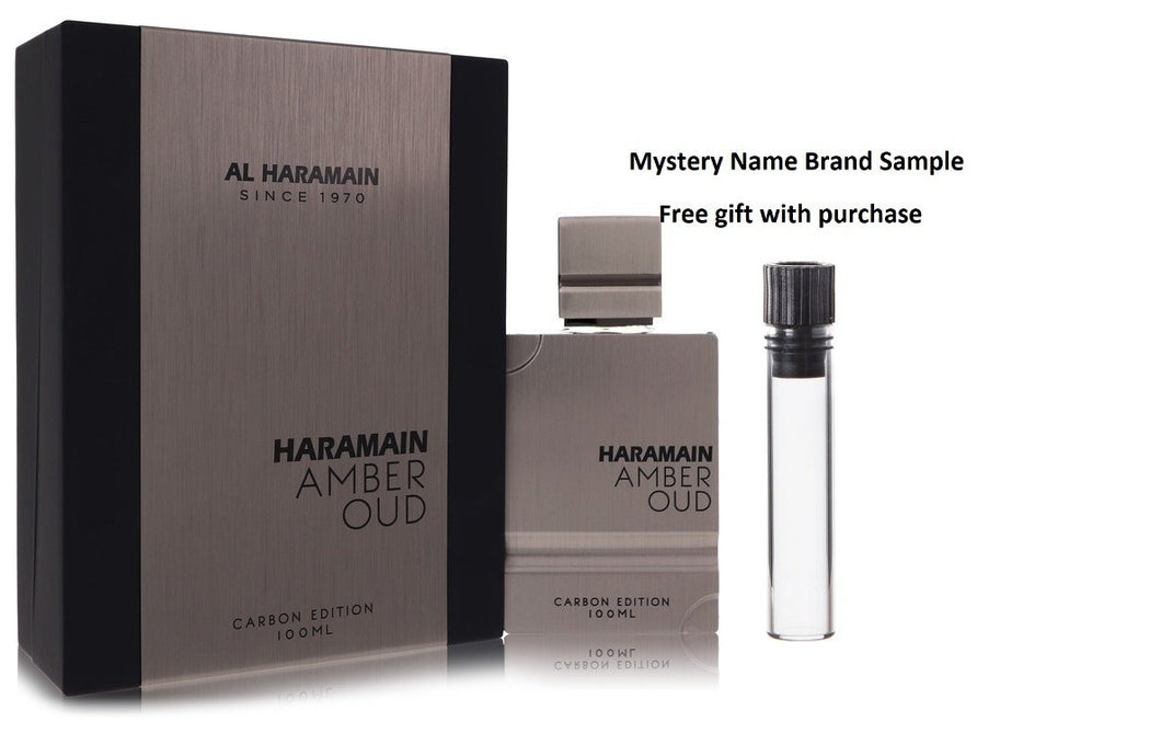 Al Haramain Amber Oud Carbon Edition by Al Haramain Eau De Parfum Spray (Unisex) 3.4 oz And a Mystery Name brand sample vile