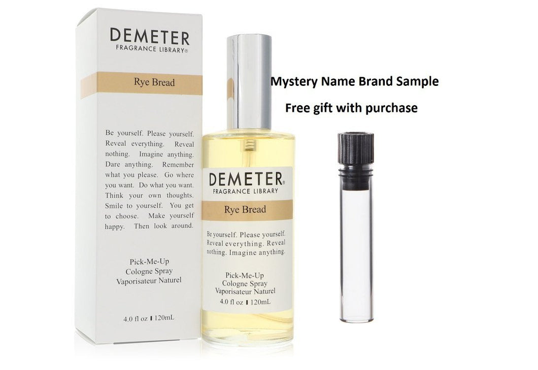 Demeter Rye Bread by Demeter Cologne Spray (Unisex) 4 oz And a Mystery Name brand sample vile