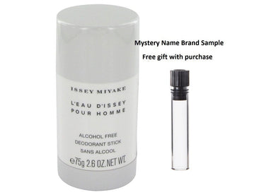 L'EAU D'ISSEY (issey Miyake) by Issey Miyake Deodorant Stick 2.5 oz And a Mystery Name brand sample vile
