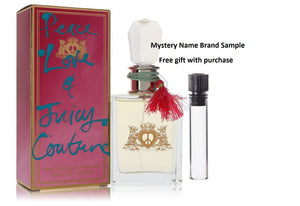 Peace Love & Juicy Couture by Juicy Couture Eau De Parfum Spray 3.4 oz And a Mystery Name brand sample vile