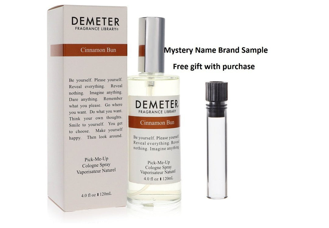 Demeter Cinnamon Bun by Demeter Cologne Spray 4 oz And a Mystery Name brand sample vile