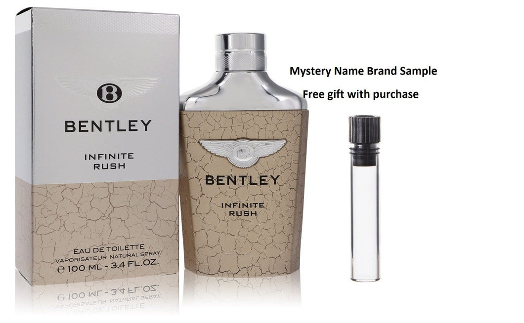 Bentley Infinite Rush by Bentley Eau De Toilette Spray 3.4 oz And a Mystery Name brand sample vile