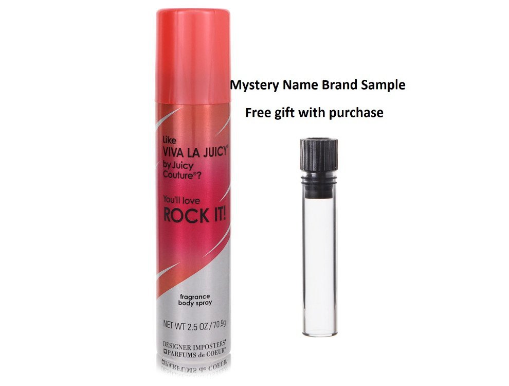 Designer Imposters Rock It! by Parfums De Coeur Body Spray 2.5 oz And a Mystery Name brand sample vile