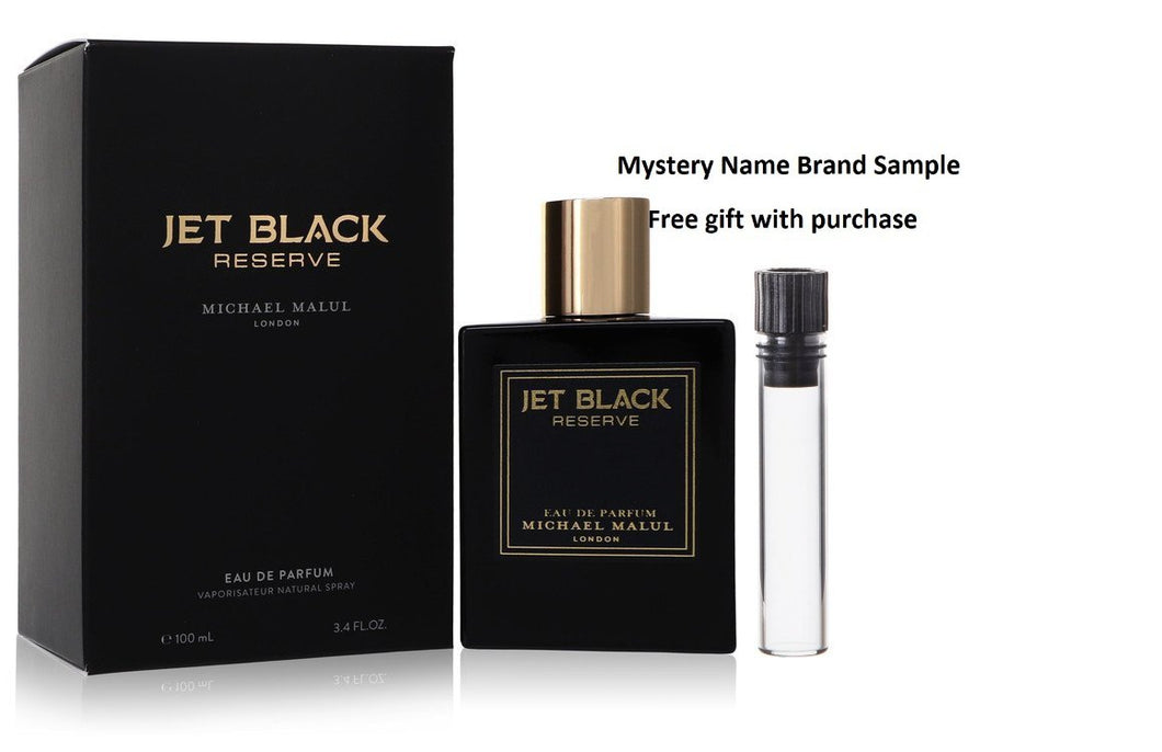 Jet Black Reserve by Michael Malul Eau De Parfum Spray 3.4 oz And a Mystery Name brand sample vile