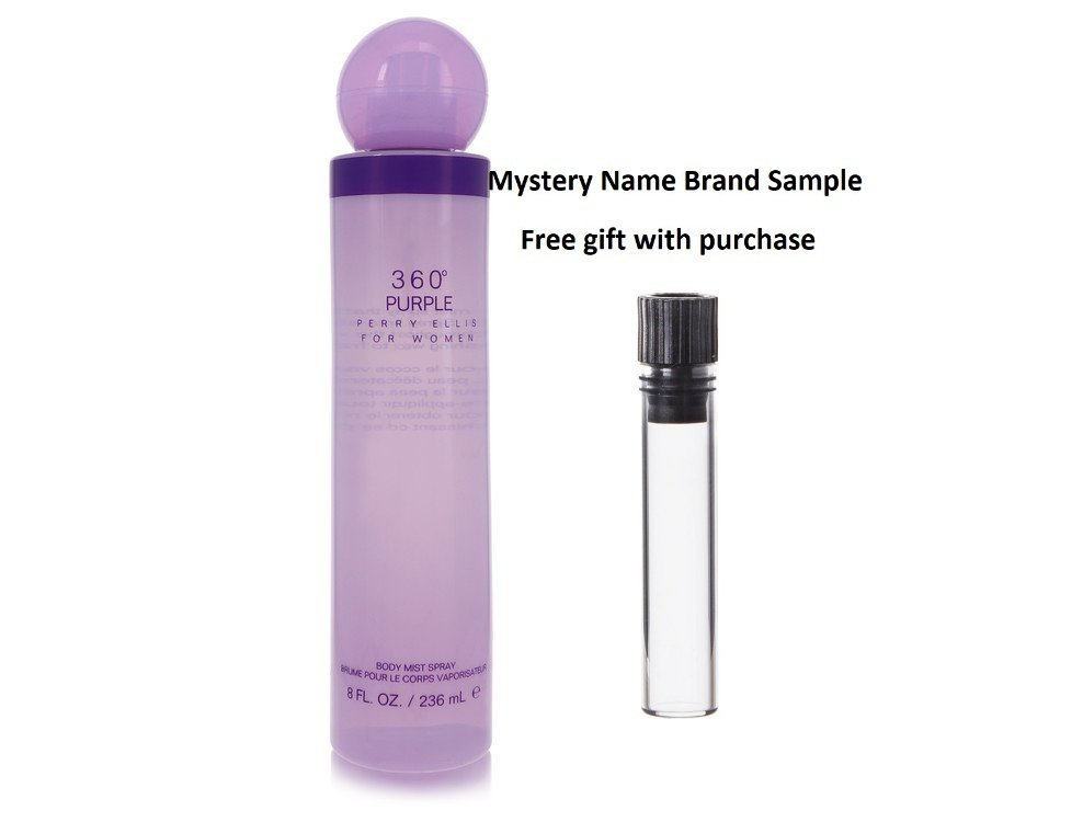 Perry Ellis 360 Purple by Perry Ellis Body Mist 8 oz And a Mystery Name brand sample vile