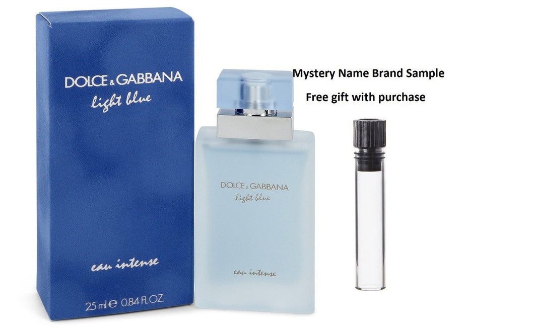 Light Blue Eau Intense by Dolce & Gabbana Eau De Parfum Spray .84 oz And a Mystery Name brand sample vile