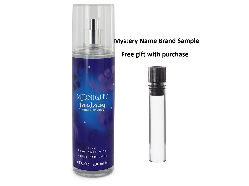 Fantasy Midnight by Britney Spears Body Mist 8 oz  And a Mystery Name brand sample vile