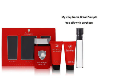 Lamborghini Sportivo by Tonino Lamborghini Gift Set -- 4.2 oz Eau De Toilette Spray + 3.4 oz Shower Gel + 3.4 oz After Shave Balm And a Mystery Name brand sample vile