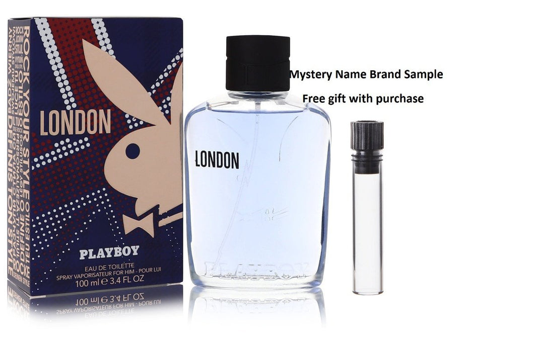Playboy London by Playboy Eau De Toilette Spray 3.4 oz And a Mystery Name brand sample vile