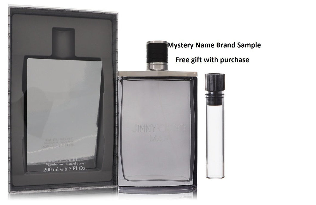 Jimmy Choo Man by Jimmy Choo Eau De Toilette Spray 6.7 oz And a Mystery Name brand sample vile