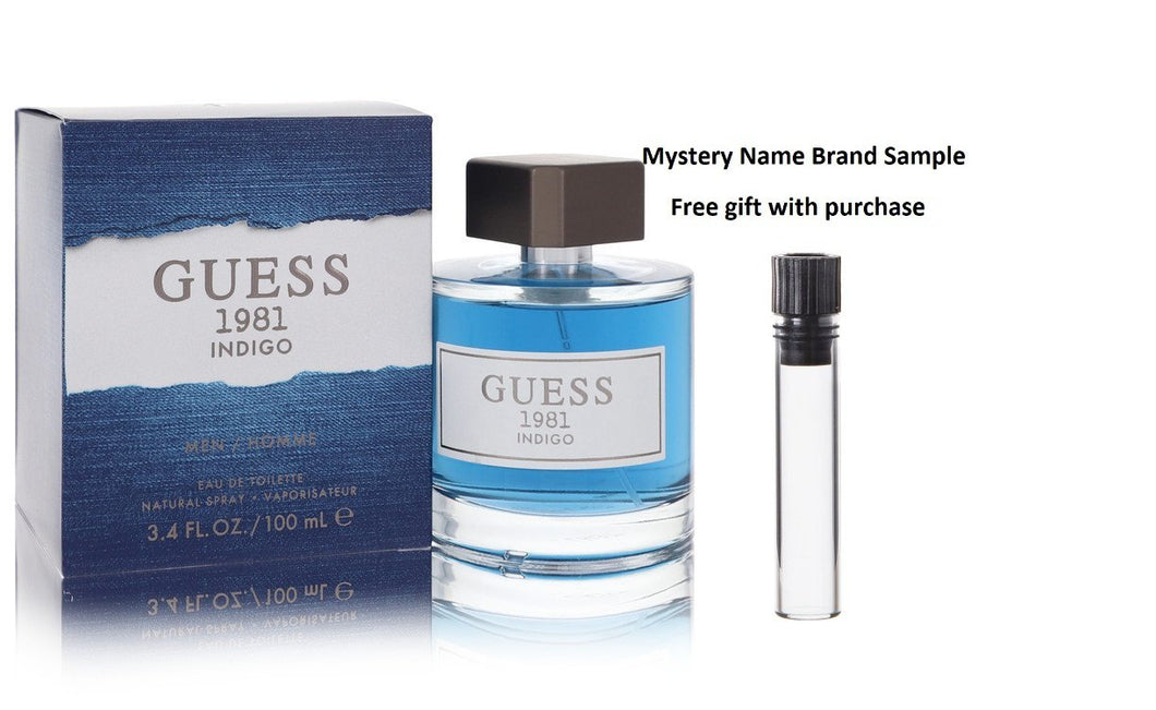 Guess 1981 Indigo by Guess Eau De Toilette Spray 3.4 oz And a Mystery Name brand sample vile