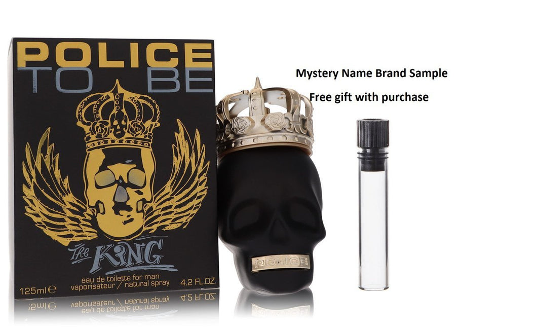 Police To Be The King by Police Colognes Eau De Toilette Spray 4.2 oz And a Mystery Name brand sample vile