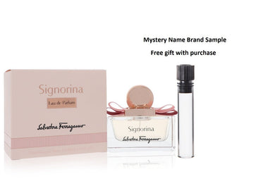 Signorina by Salvatore Ferragamo Eau De Parfum Spray 1 oz And a Mystery Name brand sample vile