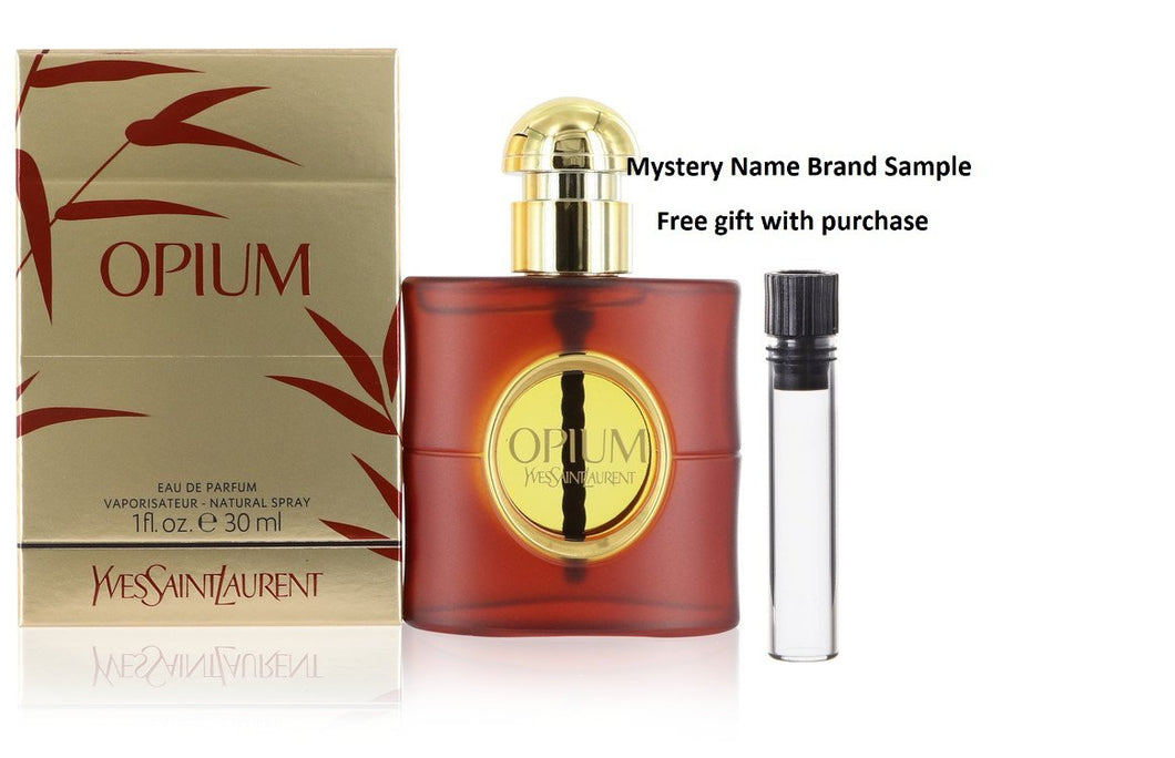 OPIUM by Yves Saint Laurent Eau De Parfum Spray 1 oz And a Mystery Name brand sample vile