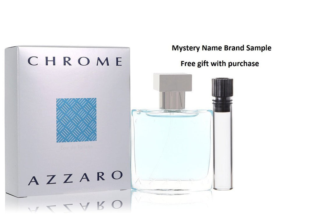 Chrome by Azzaro Eau De Toilette Spray 1 oz And a Mystery Name brand sample vile