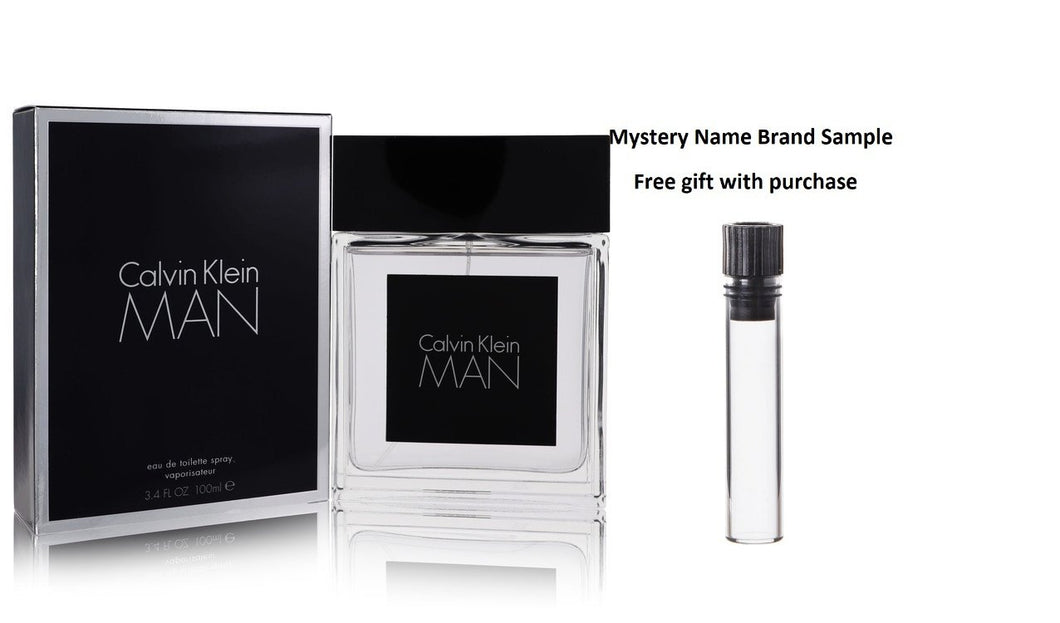 Calvin Klein Man by Calvin Klein Eau De Toilette Spray 3.4 oz And a Mystery Name brand sample vile