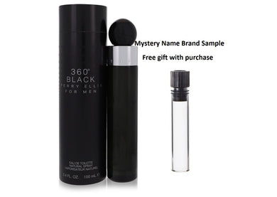 Perry Ellis 360 Black by Perry Ellis Eau De Toilette Spray 3.4 oz And a Mystery Name brand sample vile