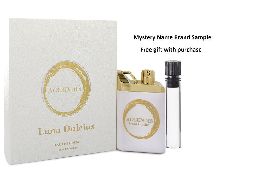 Accendis Luna Dulcius by Accendis Eau De Parfum Spray (Unisex) 3.4 oz And a Mystery Name brand sample vile