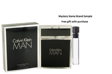 Calvin Klein Man by Calvin Klein Eau De Toilette Spray 1.7 oz And a Mystery Name brand sample vile