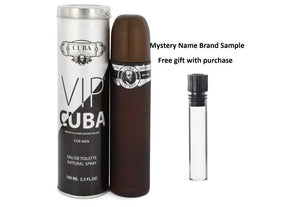 Cuba VIP by Fragluxe Eau De Toilette Spray 3.4 oz And a Mystery Name brand sample vile