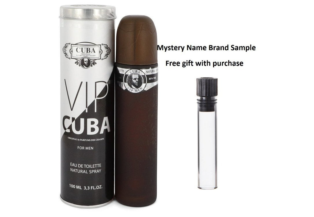 Cuba VIP by Fragluxe Eau De Toilette Spray 3.4 oz And a Mystery Name brand sample vile