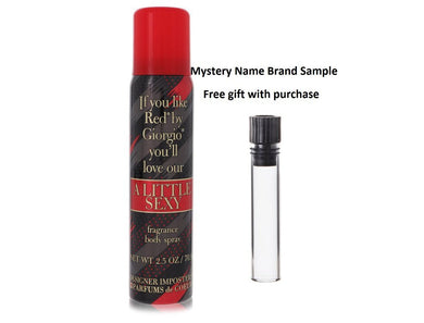 Designer Imposters A Little Sexy by Parfums De Coeur Body Spray 2.5 oz And a Mystery Name brand sample vile