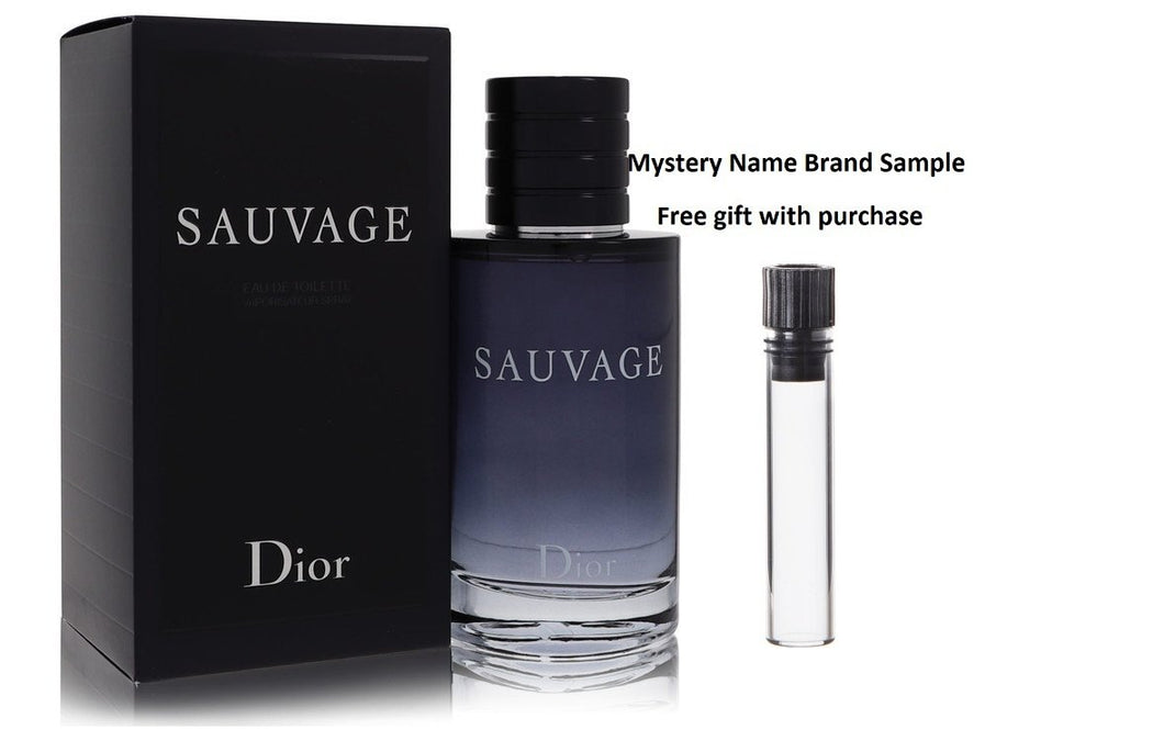 Sauvage by Christian Dior Eau De Toilette Spray 3.4 oz And a Mystery Name brand sample vile
