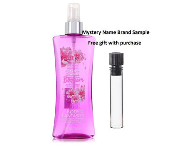 Body Fantasies Signature Japanese Cherry Blossom by Parfums De Coeur Body Spray 8 oz And a Mystery Name brand sample vile