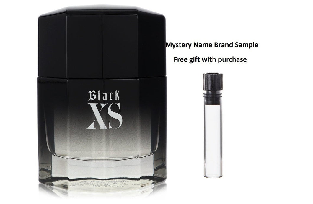 Black XS by Paco Rabanne Eau De Toilette Spray (Tester) 3.4 oz And a Mystery Name brand sample vile