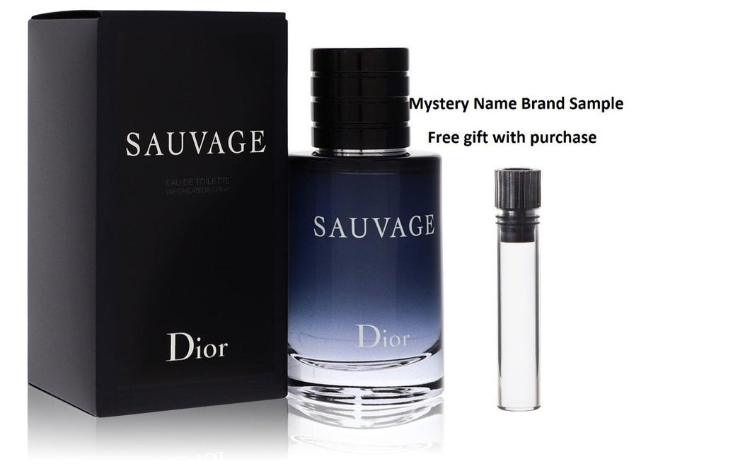 Sauvage by Christian Dior Eau De Toilette Spray 2 oz And a Mystery Name brand sample vile
