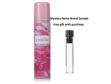 L'aimant Fleur Rose by Coty Deodorant Spray 2.5 oz And a Mystery Name brand sample vile