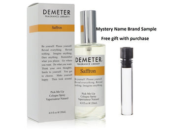Demeter Saffron by Demeter Cologne Spray (Unisex) 4 oz And a Mystery Name brand sample vile