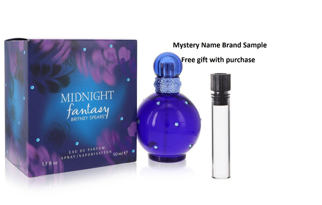 Fantasy Midnight by Britney Spears Eau De Parfum Spray 1.7 oz And a Mystery Name brand sample vile