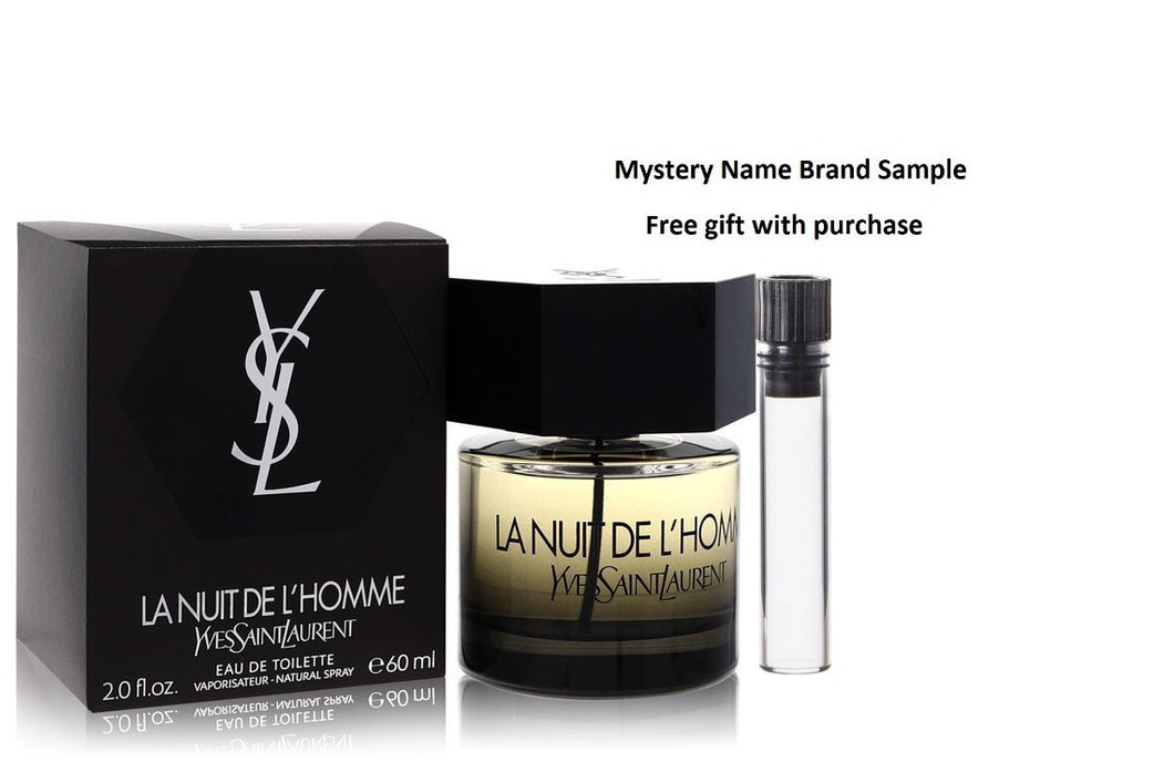La Nuit De L'Homme by Yves Saint Laurent Eau De Toilette Spray 2 oz And a Mystery Name brand sample vile