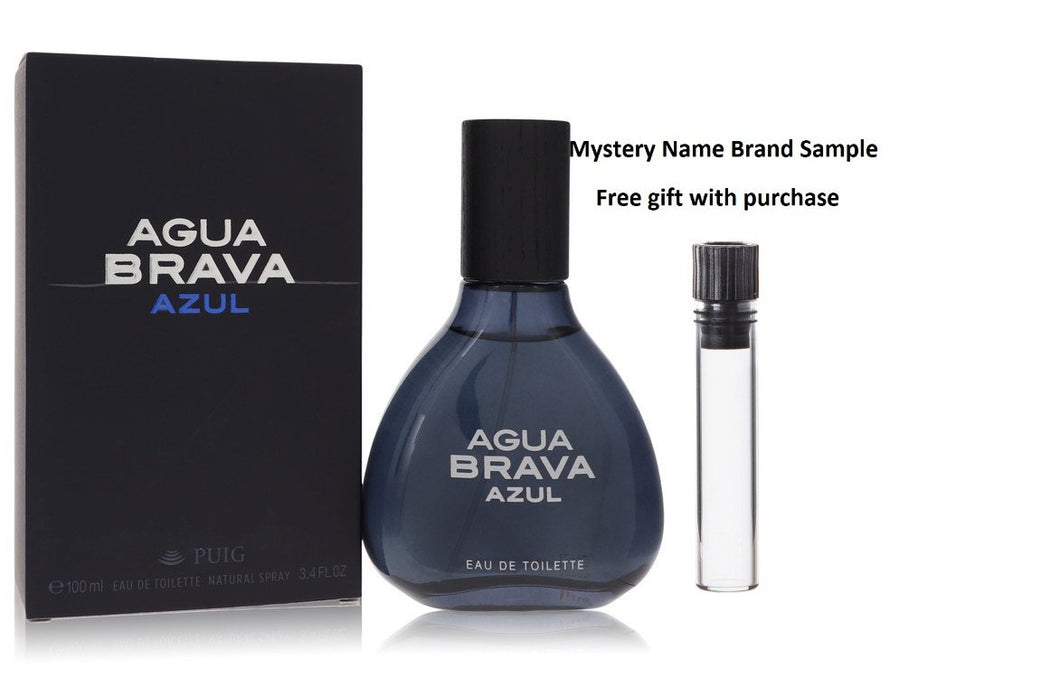 Agua Brava Azul by Antonio Puig Eau De Toilette Spray 3.4 oz And a Mystery Name brand sample vile