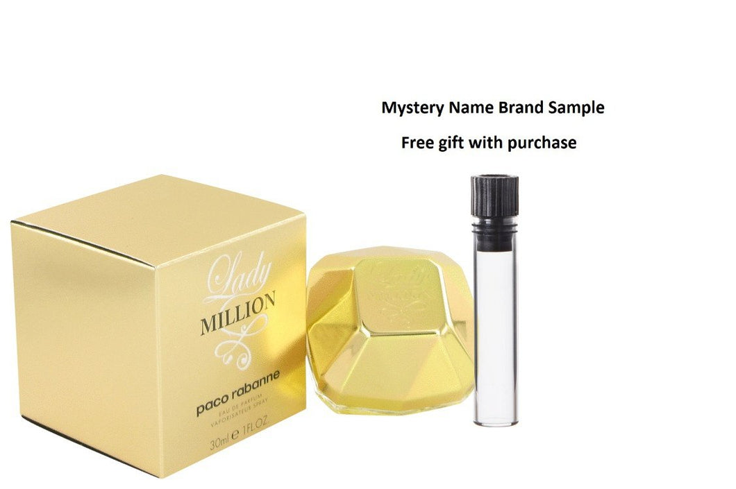 Lady Million by Paco Rabanne Eau De Parfum Spray 1 oz And a Mystery Name brand sample vile