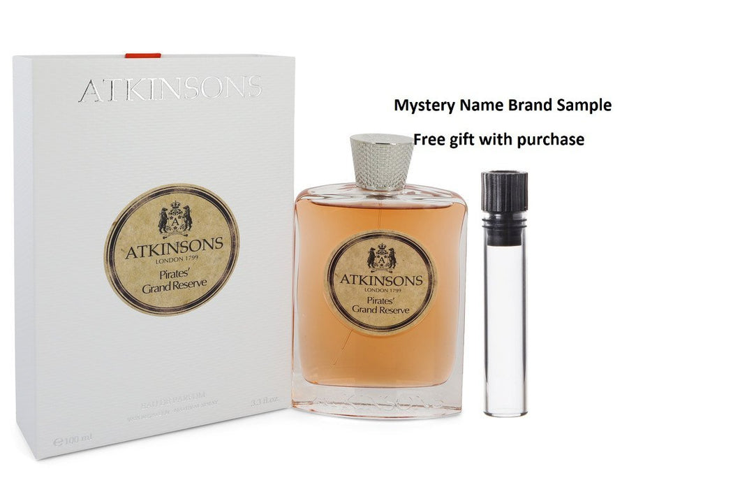 Pirates' Grand Reserve by Atkinsons Eau De Parfum Spray (Unisex) 3.3 oz And a Mystery Name brand sample vile