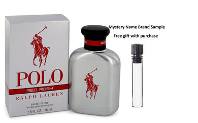 Polo Red Rush by Ralph Lauren Eau De Toilette Spray 2.5 oz And a Mystery Name brand sample vile